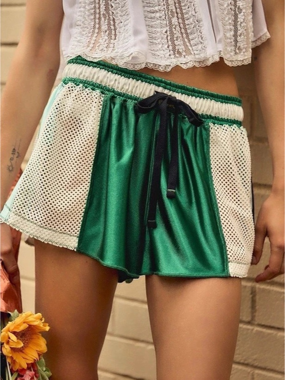 Free People Way to play shorts in Green & White